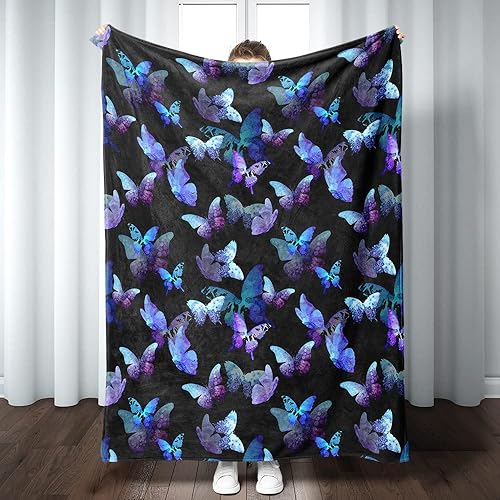 Manta de vaca de las montañas súper suave y cálida, decoración floral de vaca de las tierras altas, manta ligera y acogedora de franela blanca con