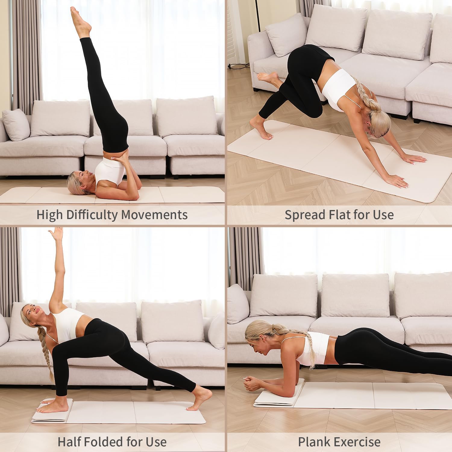 Foldable Yoga Mat - 10mm Extra Thick, 75"26" Non-Slip Exercise Fitness Mat | SGS Eco-Certified, Portable for Yoga/Pilates/Studio/Home Workout - Image 4