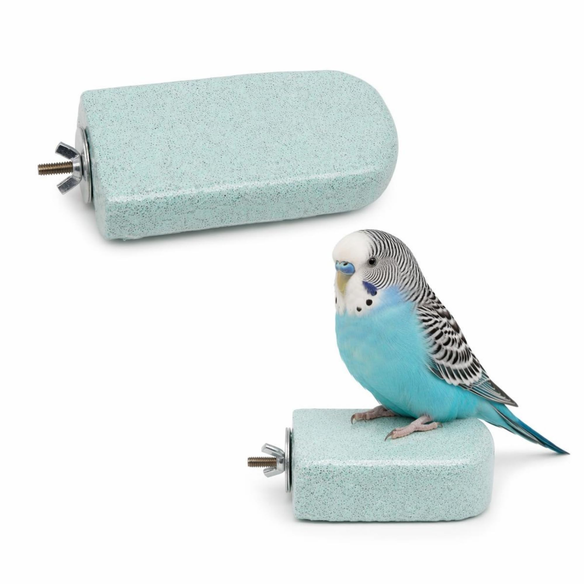 2 PCS Mint Green Bird Perch, Pumice Stone Parrot Stand, Ice Cream Shape