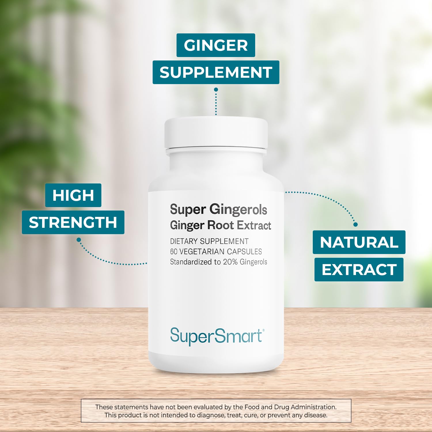 Super Gingerols - Extrait Naturel de Gingembre - Soutenir l’Immunité, Réduit les Nausées et Stimule le Tonus et l’Energie - Formule naturelle en gélules - Vegan - SuperSmart