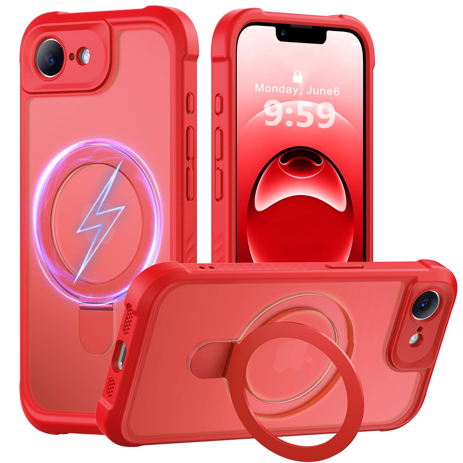 MOCCA Magnetic for iPhone 17e Case with Stand,Red