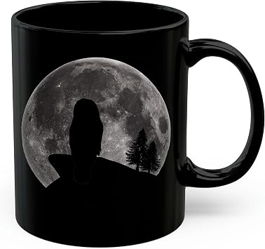 Northern Barred Owl Silhouette Full Moon Night Coffee Mug Black Cup 11oz Wild Animal Lover Gifts