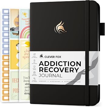 Clever Fox Addiction Recovery Journal Addiction Treatment Planner & Workbook Daily Sobriety Journal for Recovery Progress, A5 Black