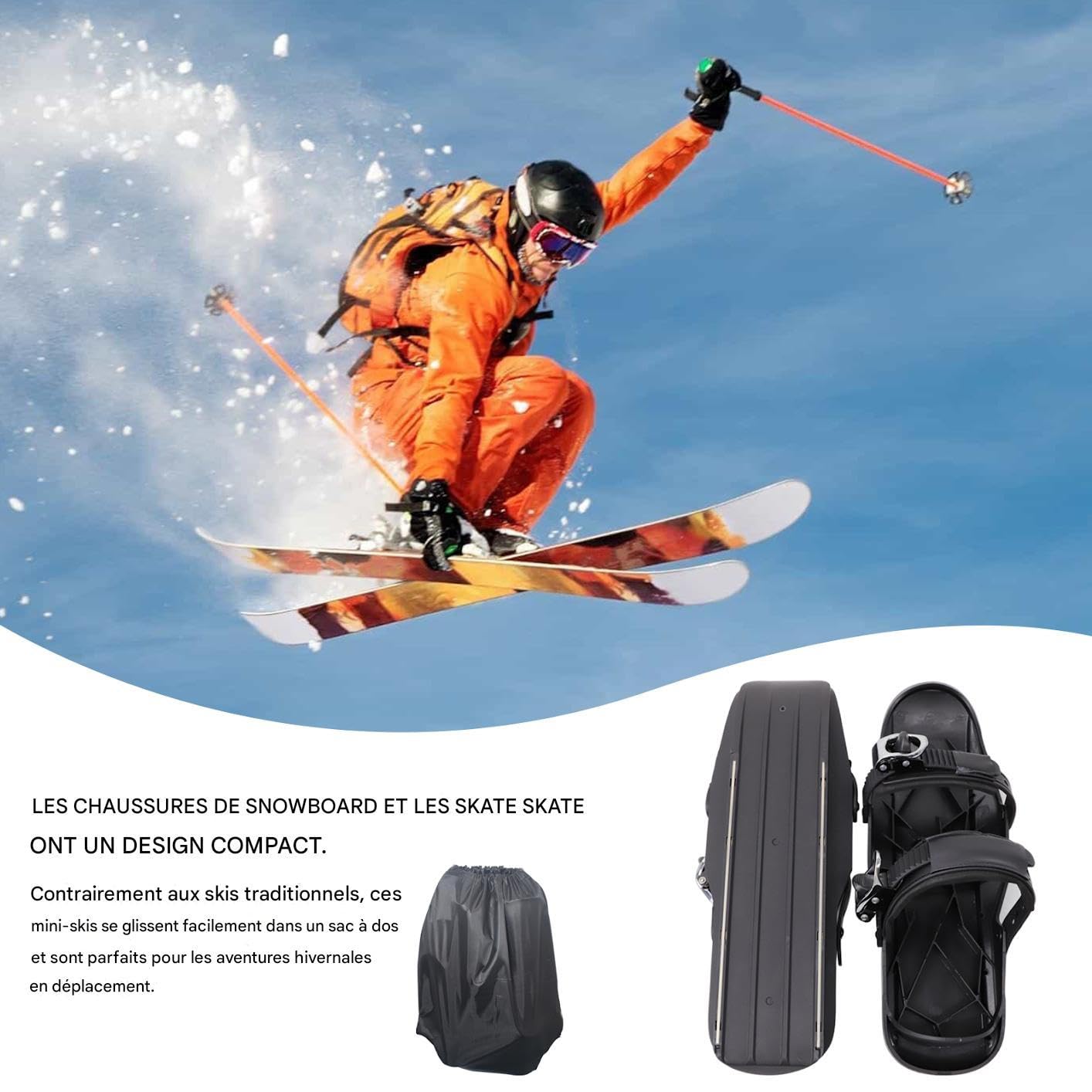 Patins à Ski pour Neige | Chaussures De Ski Anti-dérapant Snowblades pour Femmes Hommes Athlètes
