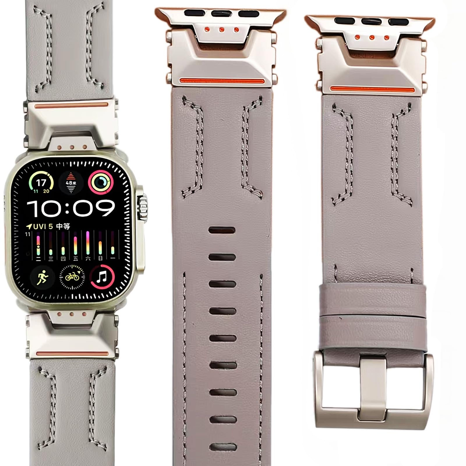 for Apple Watch Ultra 2 Band Leather Men 49mm iWatch Accessories Series 10 46mm Series 9 8 7