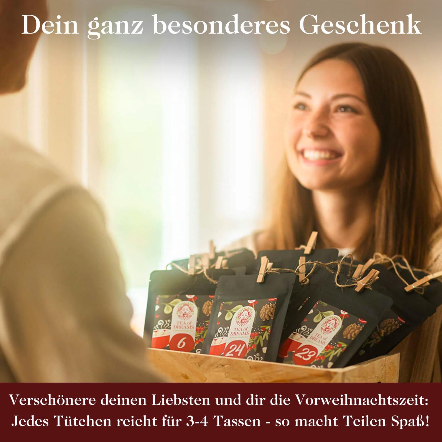 Tee Adventskalender 2026 Bio - Geschenk für Frauen und Männer - Mit Liebe gefertigt von Menschen mit Behinderung - 24 x 10g Weihnachtskalender