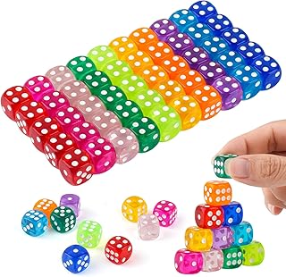 50 Stück Würfel Set, 14mm Spielwürfel, Acryl Würfel Bunt mit Runden Ecken für Würfelspiele Tischspiele Bar KTV Party Tutoring, 10 Farben mit Aufbewahrungsbox
