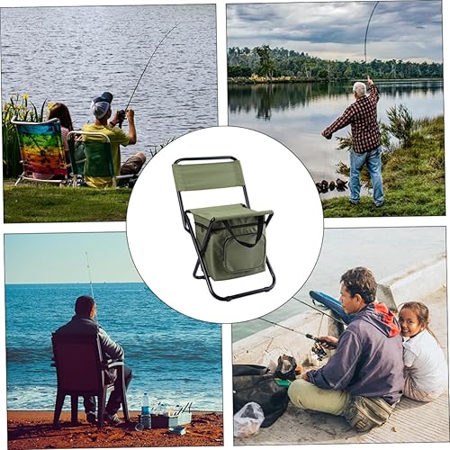Miniatura 7 de Sillas de pesca acolchadas, sillas plegables verdes para acampar tubo de hierro resto tela Oxford