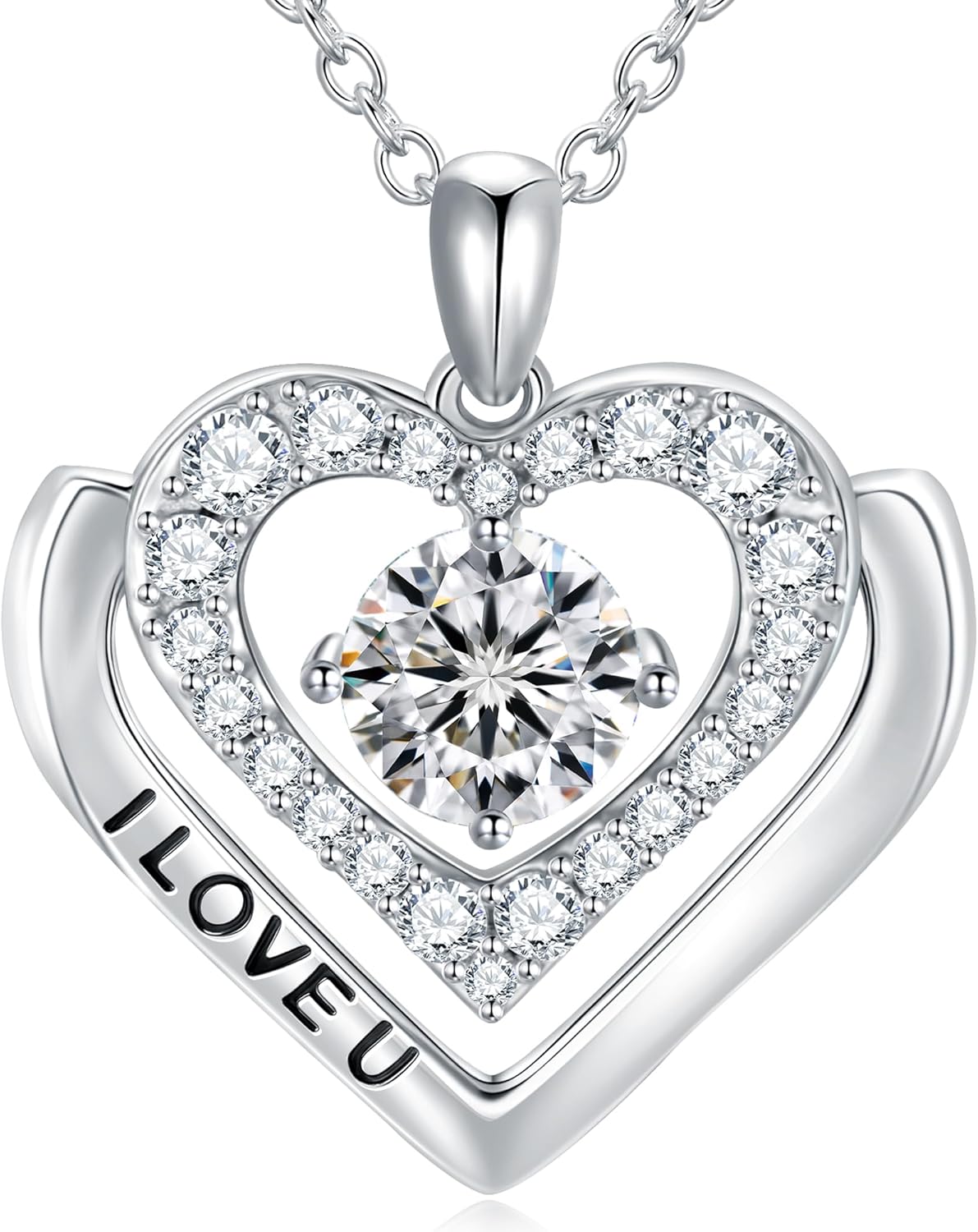 Heart Moissanite Pendant Necklace Valentines Day Gifts for Wife/Girlfriend Moissanite Lab-Created Gem Jewelry for Women I Love You Wedding Anniversary Present - Jewelry for Wife from Husband
