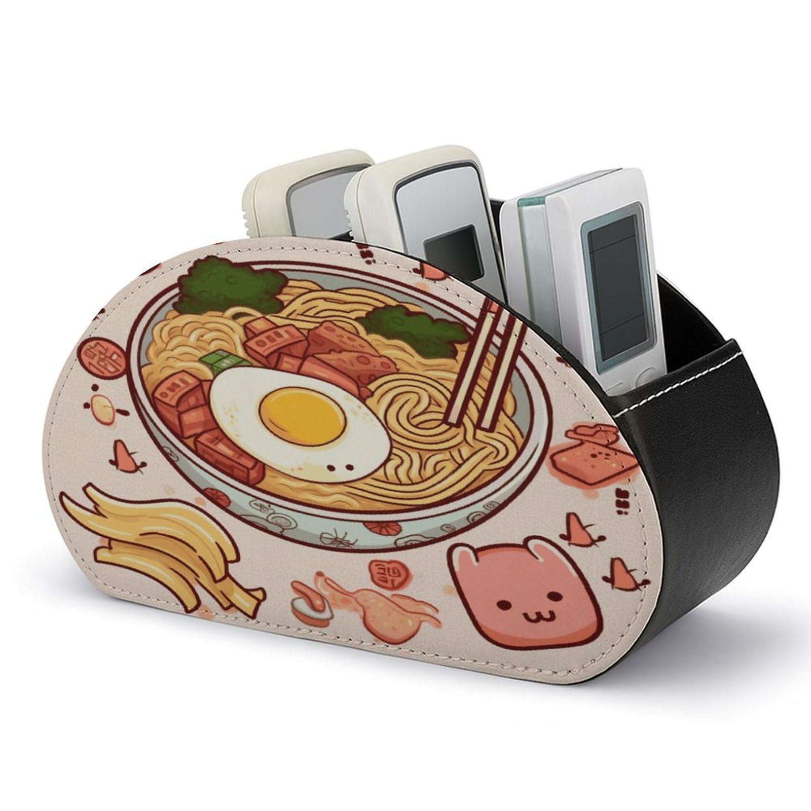 Support de télécommande multifonction Sweet Ramen en cuir synthétique à 5 compartiments