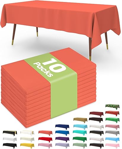 Miniatura 41 de Pureegg Mantel de plástico desechable, paquete de 10 manteles de 54 x 72 pulgadas, decoraciones de fiesta de Halloween, decoración Summerween, Negro
