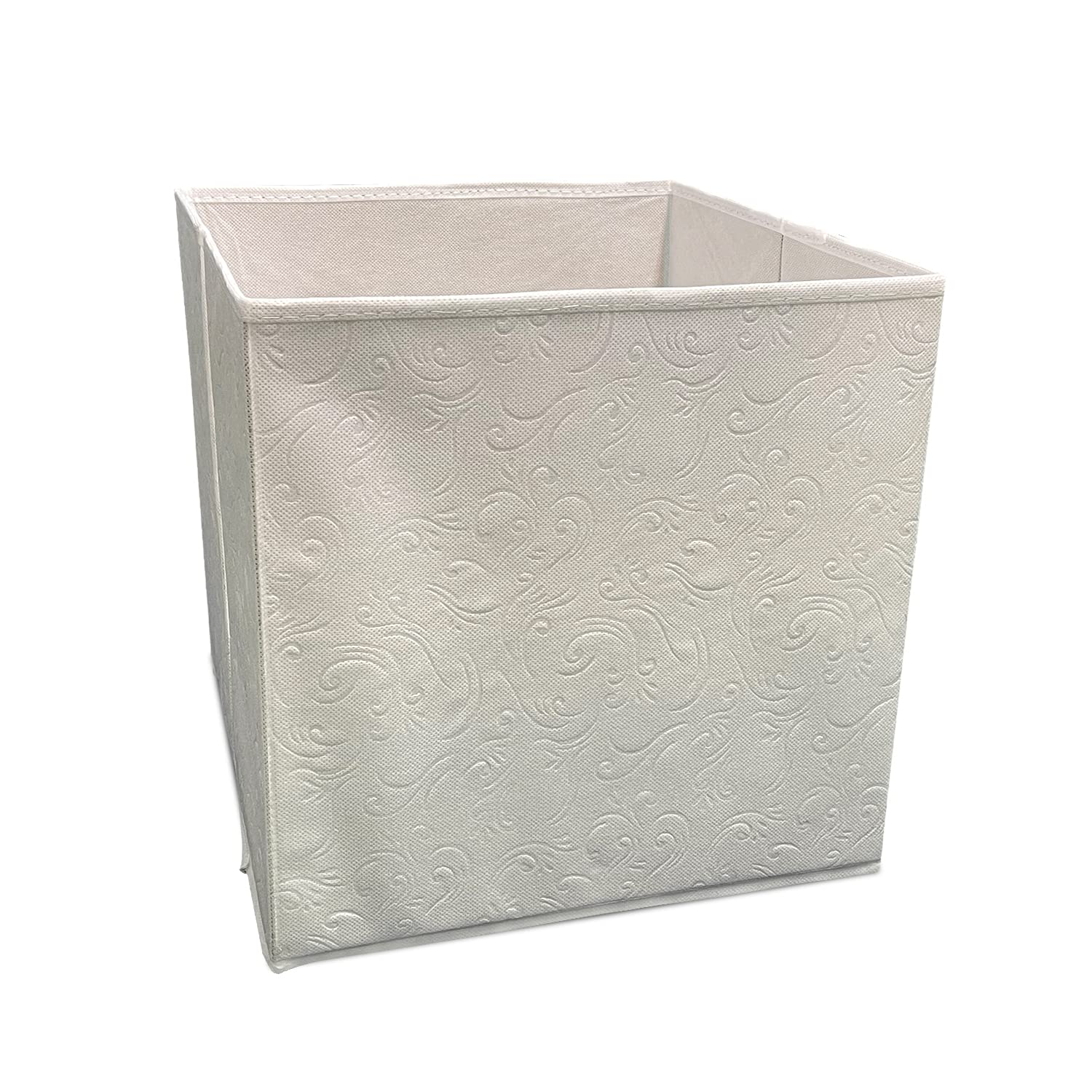 WINSOMEMultipurpose Fabric Folding Storage Box (White, 30cm cube)
