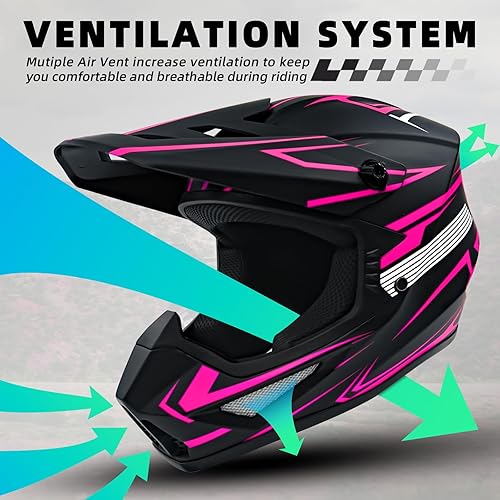 Miniatura 4 de Casco de motocross juvenil, cascos de dirt bike para niños, cascos de motocicleta todoterreno para bicicleta de montaña, BMX MX ATV con (guantes,