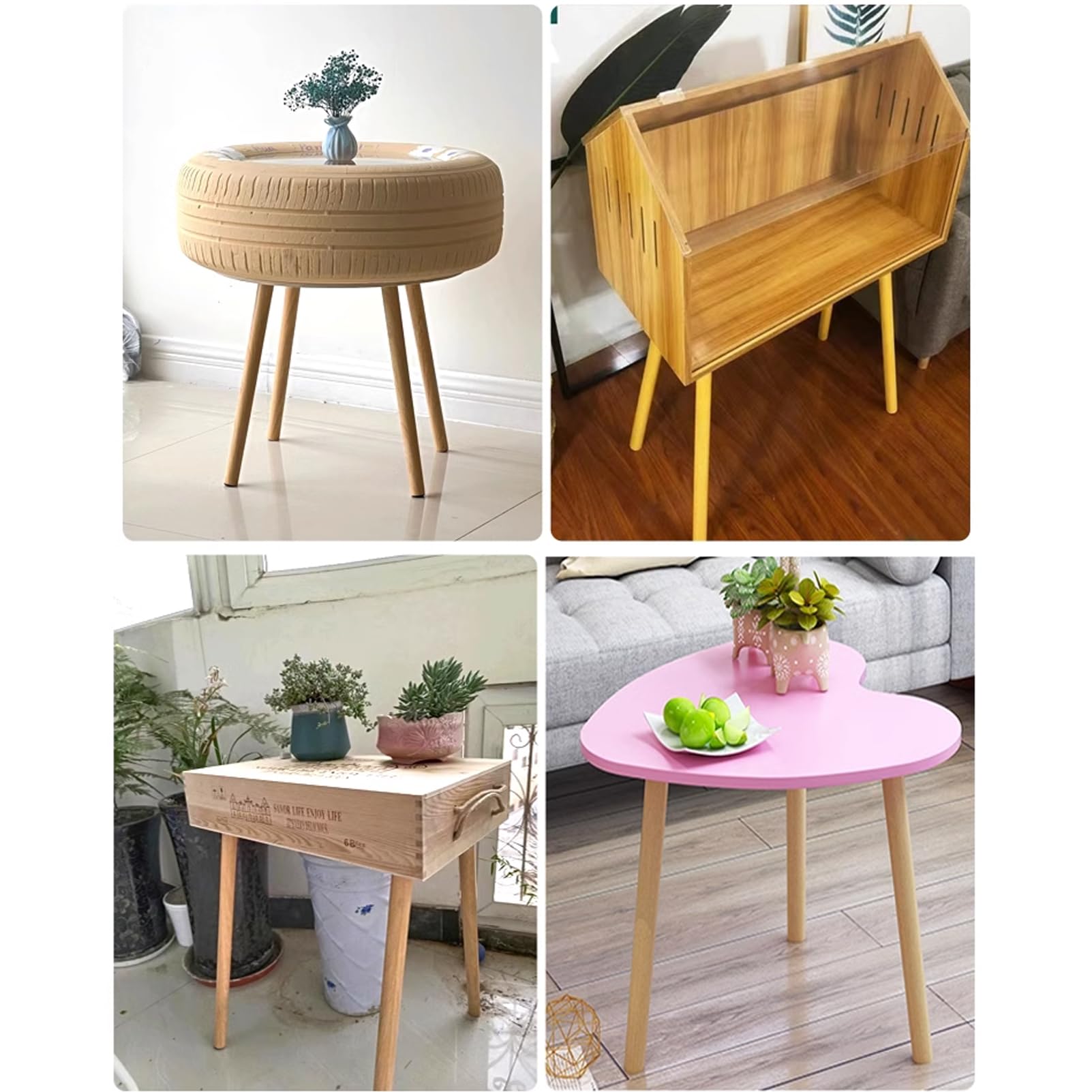 Nogi do mebli z litego drewna, 4 szt. Stożkowe drewniane nogi meblowe z płytą montażową i śrubami w wielu rozmiarach(55cm(21.6in))