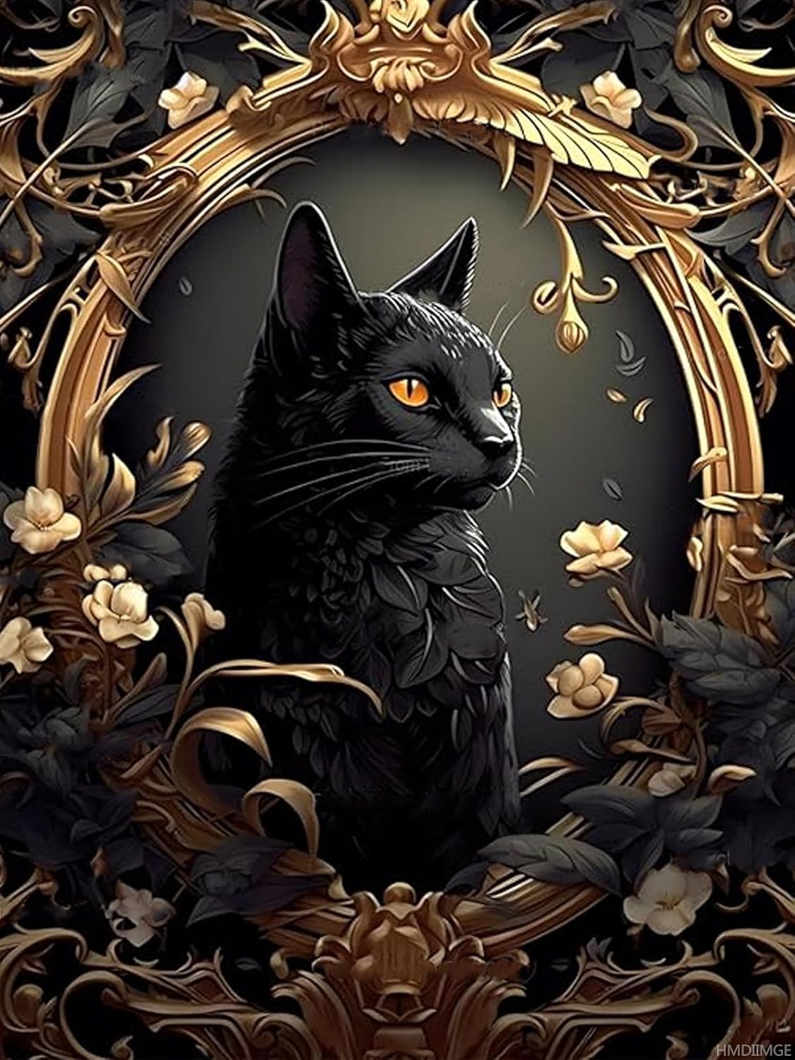 Gothic Black Cat Christmas Gifts Diamond Art Painting Kits for Adults, Gothic Goth Round 5D Paint with Diamonds Gem Art Painting Kits DIY Crafts Kits for New Year's Day Valentine's Day 12x16 inch
