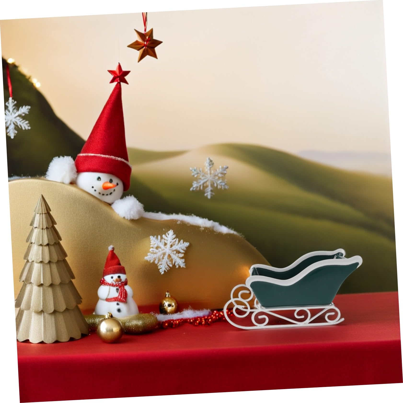 Decoración de Trineo Navideño Figura de Trineo de Escritorio para Centro de Mesa Decoración Festiva para Sala de Estar