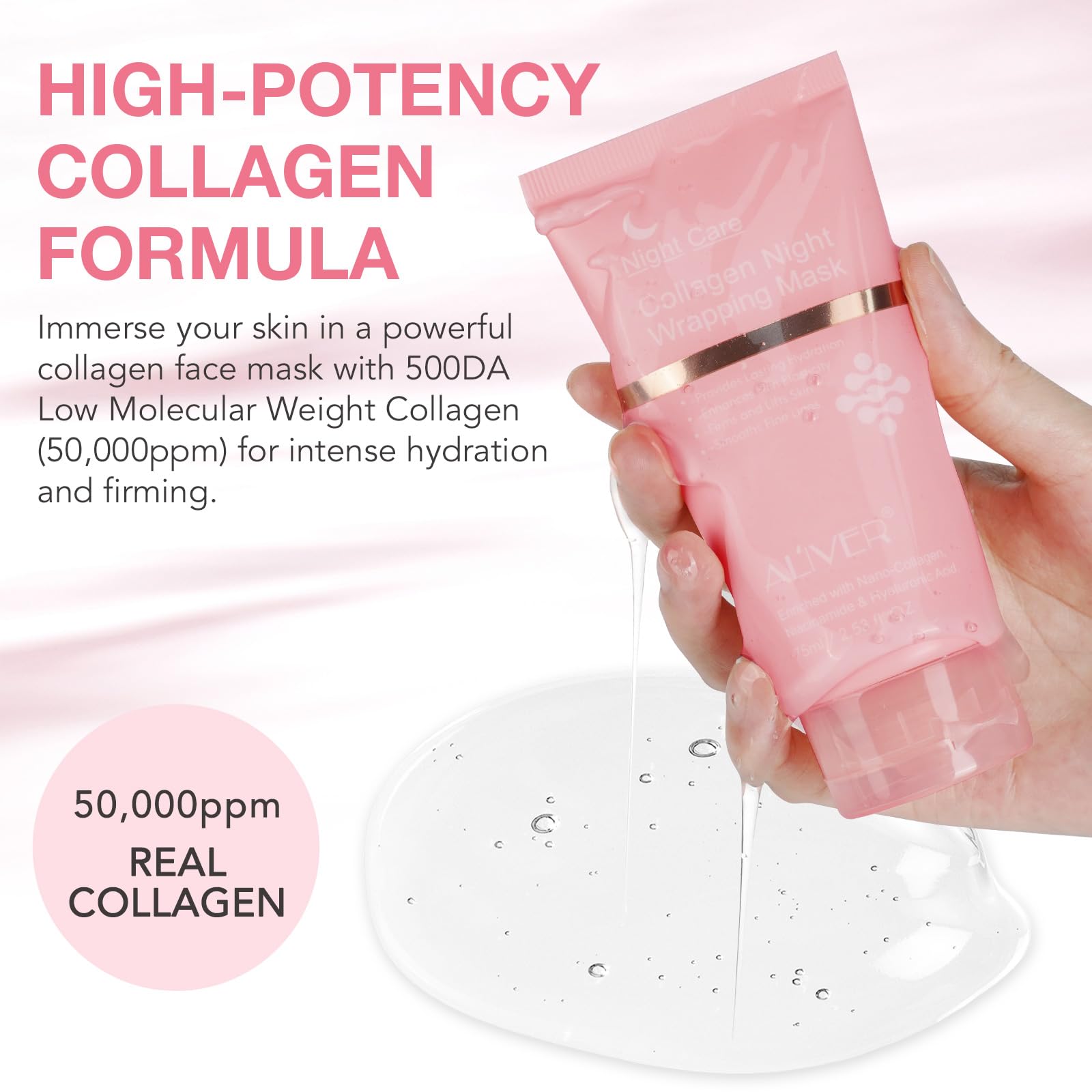 Deep Collagen Anti-Wrinkle Lifting Mask with Hyaluronic Acid & Aloe Vera, Elasticity, Hydrating, Firming and Moisturizing - Image 3