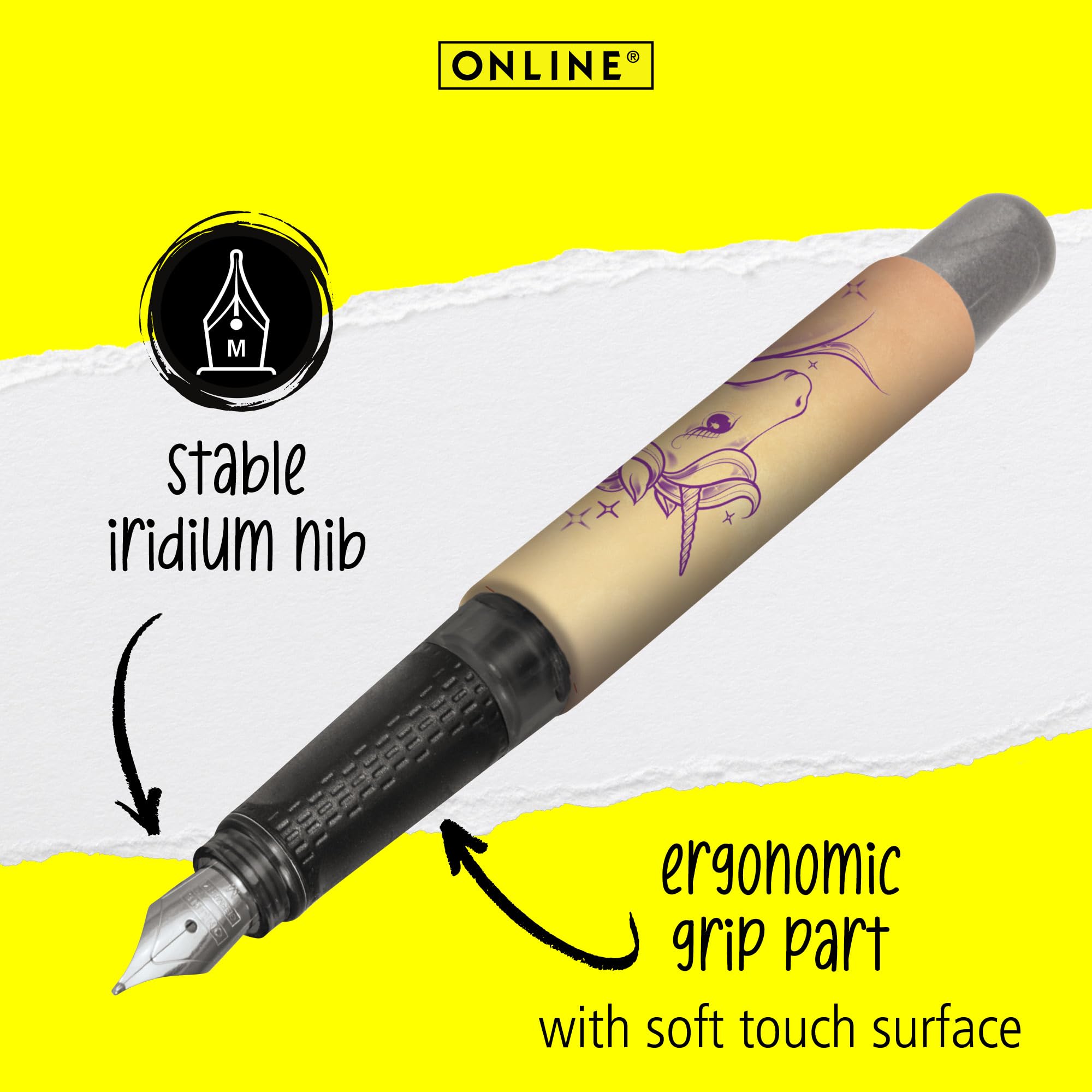 Online fountain pen College Be Unique, ink fountain pen for right-handers, ergonomic grip, iridium nib medium - Image 2