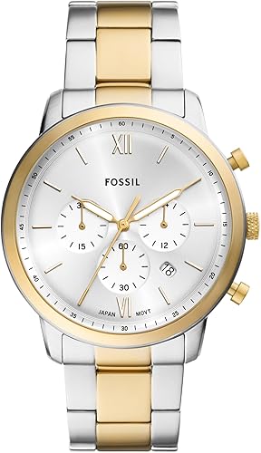 Fossil Neutra - Reloj cronógrafo de cuarzo de acero inoxidable y cuero para hombre