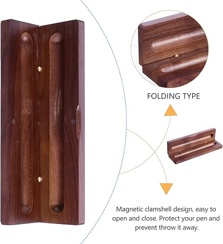 Miniatura 2 de Caja de madera de nogal pluma caso de madera sola pluma vintage s fuente coleccionista fuente presentación presentación titular de madera