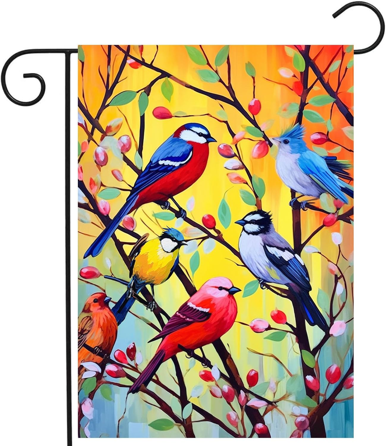 Red Bird Garden Flag Tree Birds Flag Small Hummingbird