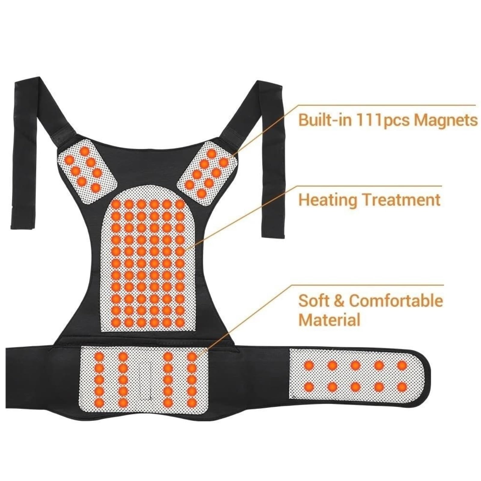 Faja Lumbar Cinturón De Soporte De Espalda Completo con Terapia Magnética con Autocalentamiento, Masajeador De Hombros, Espalda Y Cuello, Columna Lumbar Cinturón Apoyo Lumbar(M)