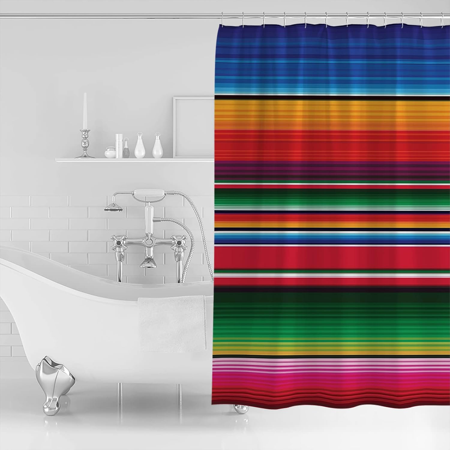 Xback Shower Curtain with Hooks Waterproof Polyester Fabric