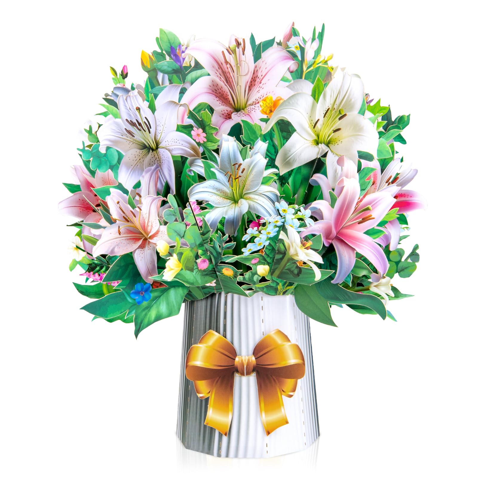 Lily Big Pop Up Cards, 13 inch Paper Flower Bouquet Greeting Cards with Blank Note Card & Envelope, gift for celebrating Love, Birthday, Anniversary, Special Moments, Valentine's Day