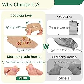 SallyFashion 200pcs Gift Tags with String Attached, 2x4 inch Kraft Paper Hang Tags for Clothes DIY Crafts Wedding Holiday (Brown White)