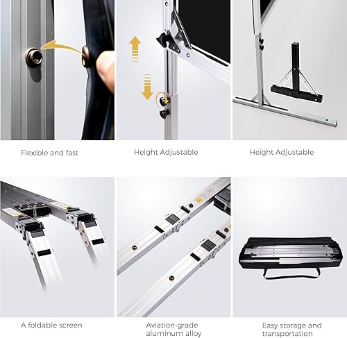 Miniatura 3 de SCREENPRO - Pantalla de proyector con soporte de 144 pulgadas, pantalla de película portátil de plegado rápido con patas ajustables (máximo 20.7