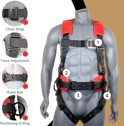 Miniatura 4 de AFP Demon - Cómodo arnés de protección contra caídas - Arnés de seguridad de cuerpo completo OSHAANSI PPE para trabajos de construcción