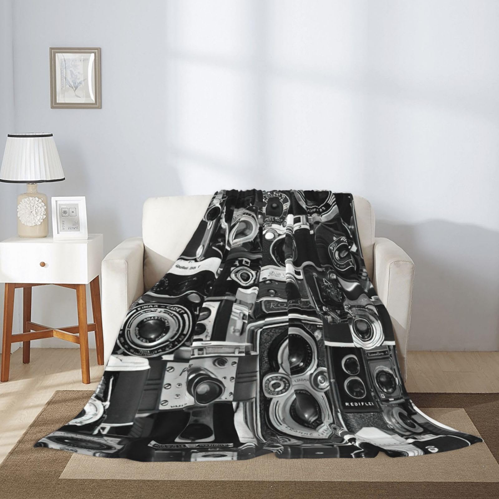 Couverture en flanelle imprimée rétro cool pour chambre à coucher, canapé, pour l'hiver, les voyages, le camping, la décoration d'intérieur