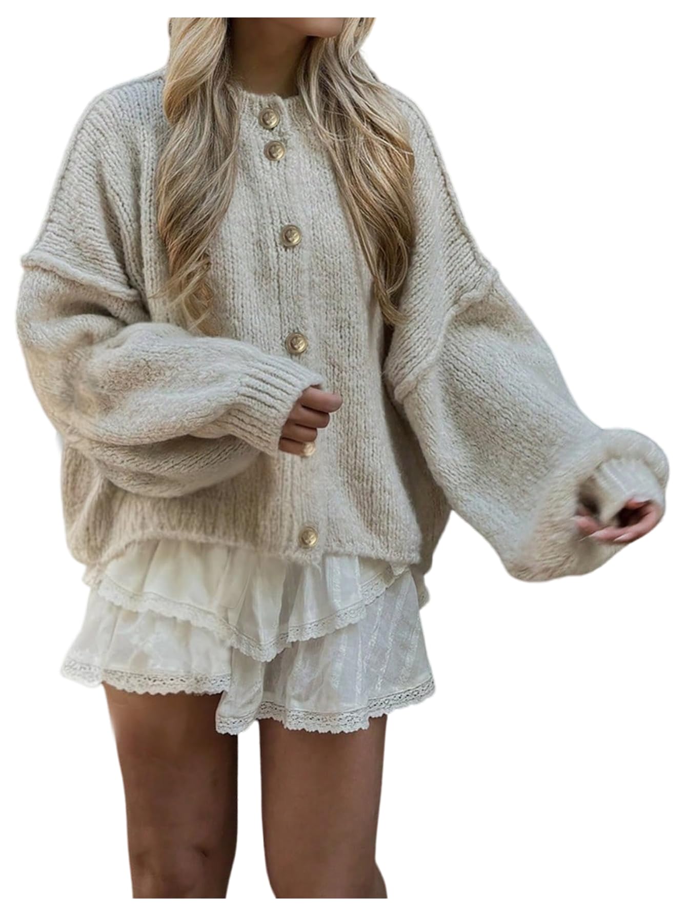 Verdusa Womens Old Money Chunky Cardigan Sweaters Oversized Sweaters Cozy Cardigans Winter Clothing