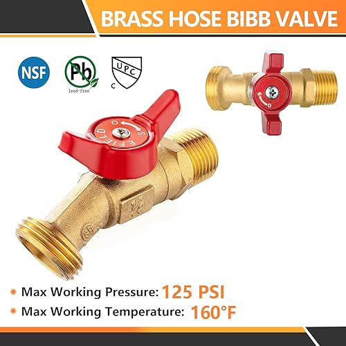 Miniatura 5 de Paquete de 1 grifoválvula de manguera para exteriores, grifo de jardín de latón de 14 vueltas, entrada NPT macho de 12 pulgada x salida de rosca de