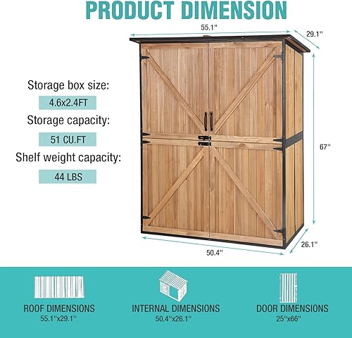 Miniatura 7 de Cobertizos y almacenamiento al aire libre, cobertizo de jardín grande con estructura de marco de metal y estantes ajustables, caja de almacenamiento
