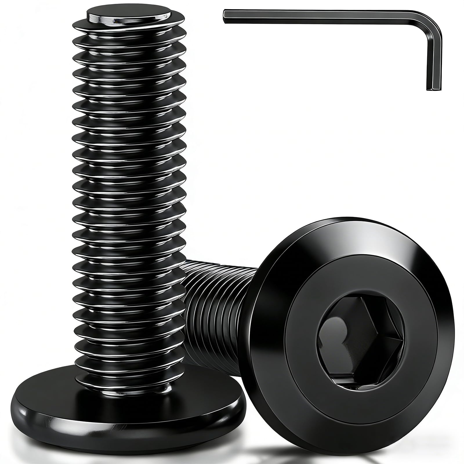 50Pcs M6 x 20mm Flat Head Bolts(Black) โ image 1