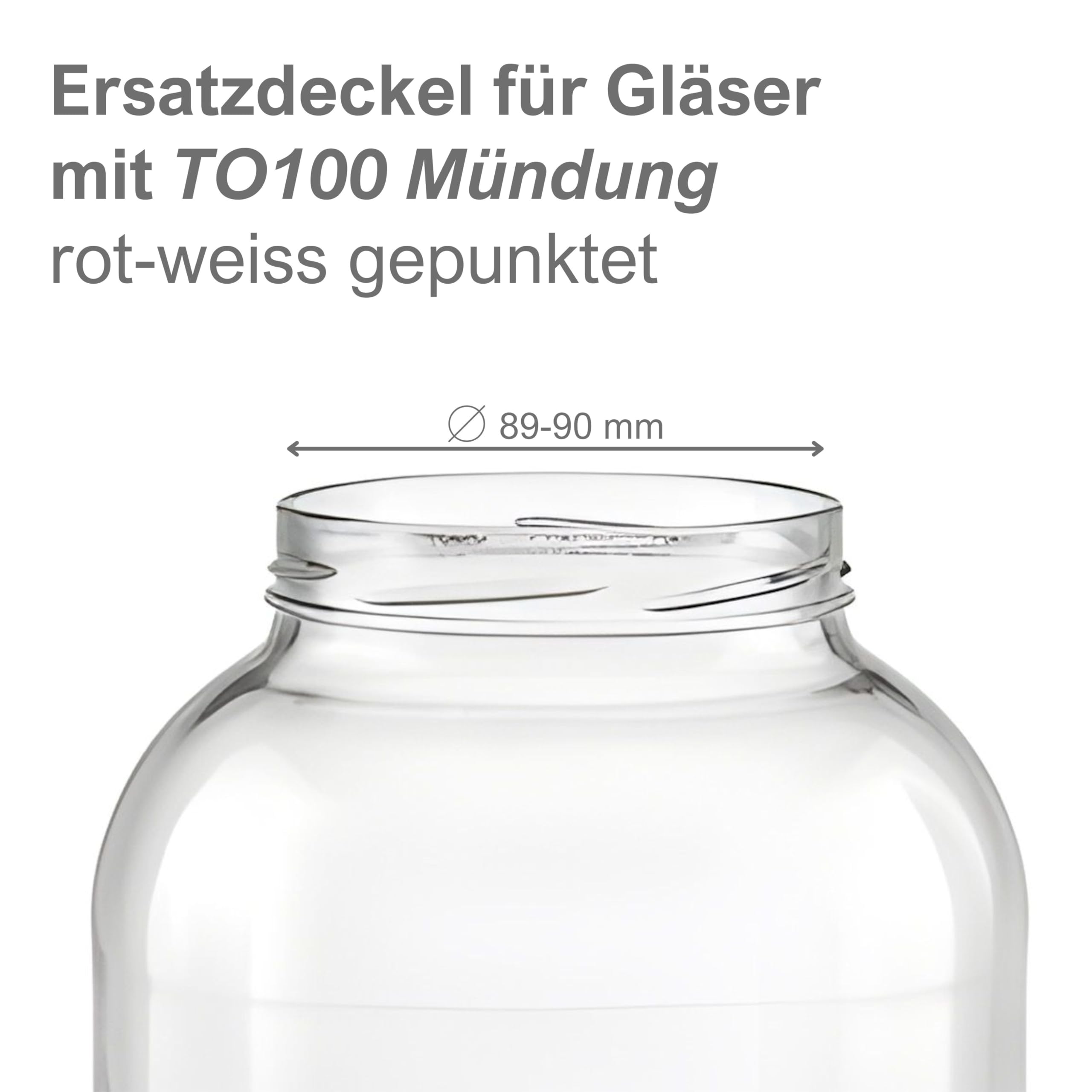 Devitre Twist-Off Deckel 100 mm TO100 | 6 Ersatzdeckel rot-weiß gepunktet | Ø 103 mm