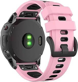 Compatible with Garmin Fenix 6X Sapphire Bands for Women Men, 26mm Quickfit Silicone Replacement Bands Straps Accessory Wrist Bands Fit for Garmin Fenix 5X Plus, Fenix 6X Pro, Fenix 3 (Pink)
