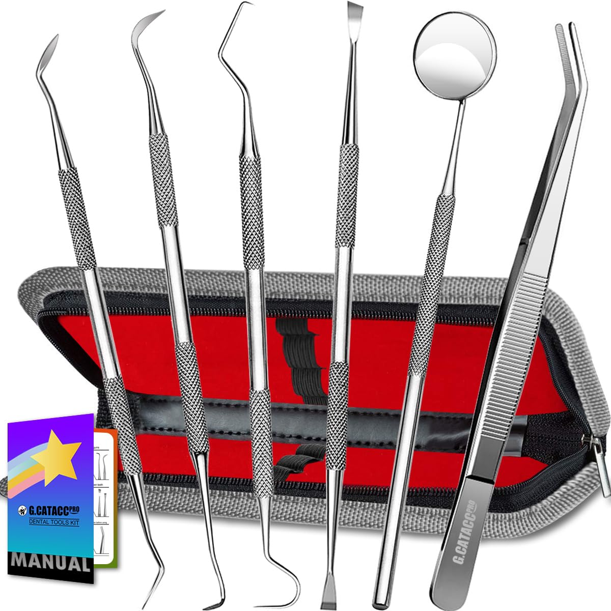 Dental Hygiene Tool Kit - Includes Stainless Steel Tarter Scraper/Scaling  Remover, Dental Toothpick, Mouth Mirror - by Majestic Bombay- Dentists  Tools