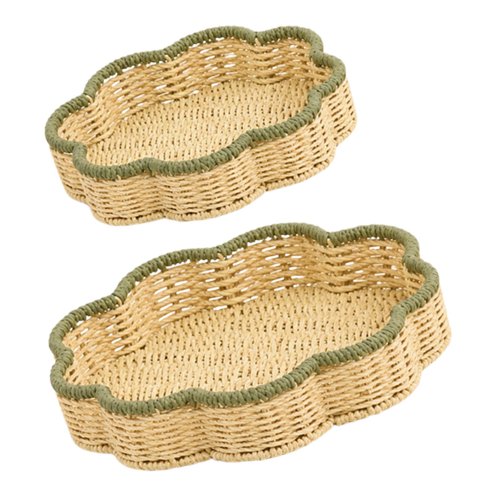 MURYE User Friendly Paper Fiber Rope Storage Bins 2 Pieces Decorative Household Organizers Multipurpose Storage Tray Living Room Organizers