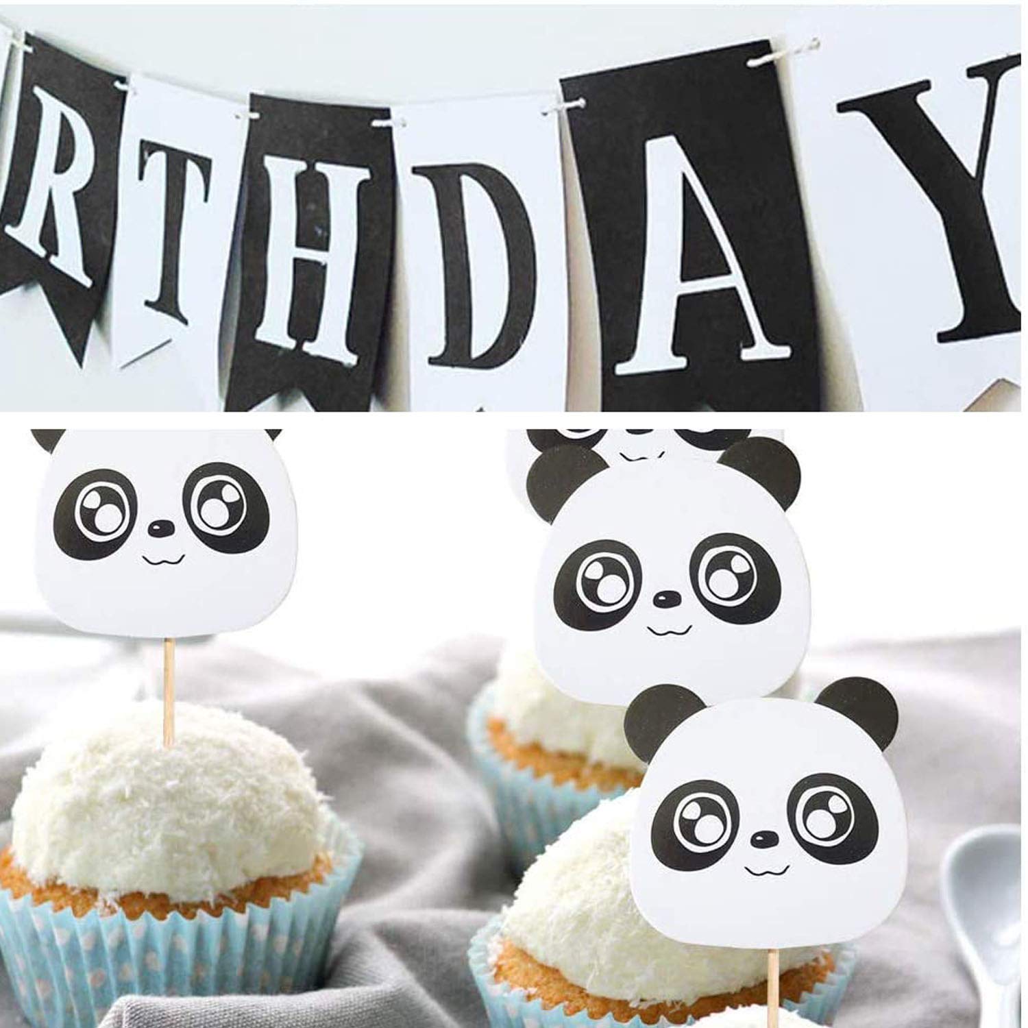 Balloons Panda Theme Birthday Decorations 30pc, Happy Birthday Banner