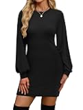 Sweater Dresses for Women 2025 Fall Winter Puff Long Sleeve Crewneck Bodycon Fleece Ribbed Pullover Fashion Clothing