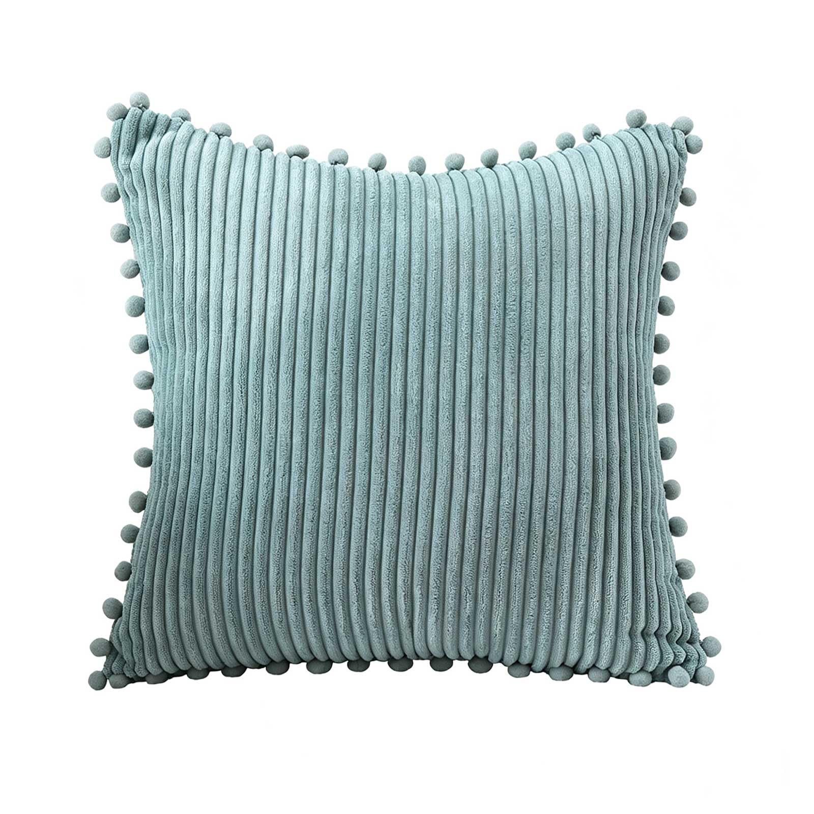 AXCTYSFP Corduroy Striped Decorative Throw Pillow Covers with Pom Solid