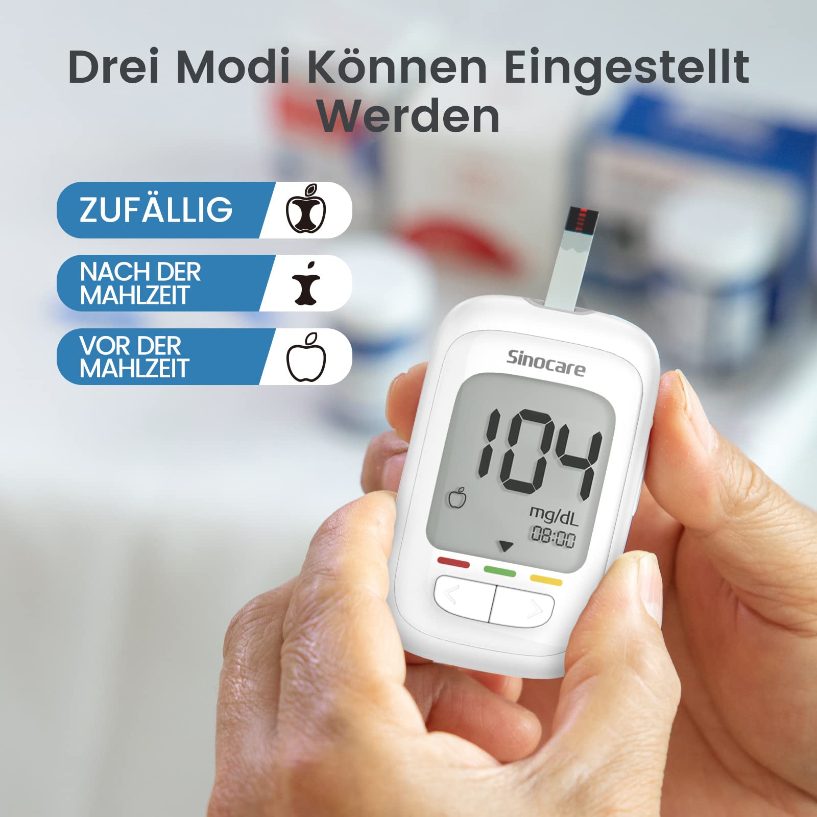 sinocare Blutzuckermessgerät Set, Upgrade Zuckermessgerät mit Teststreifen 50, Starter und Ältestenbedienung Freundlich(Safe AQ pro I Blutzuckermessgeräte Set 50)