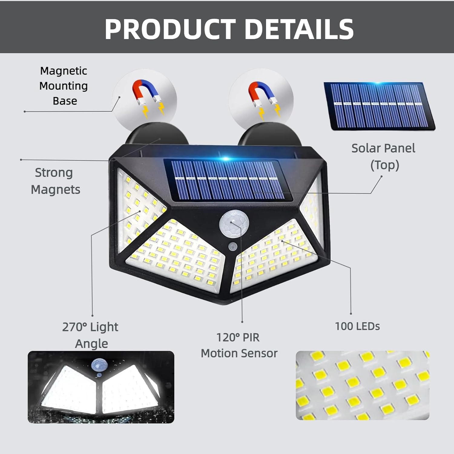 2 pack magnetic rv solar light, motion sensor porch and awning lights, solar charged, rv accessories for outside, multiple modes, compact for campers trailers