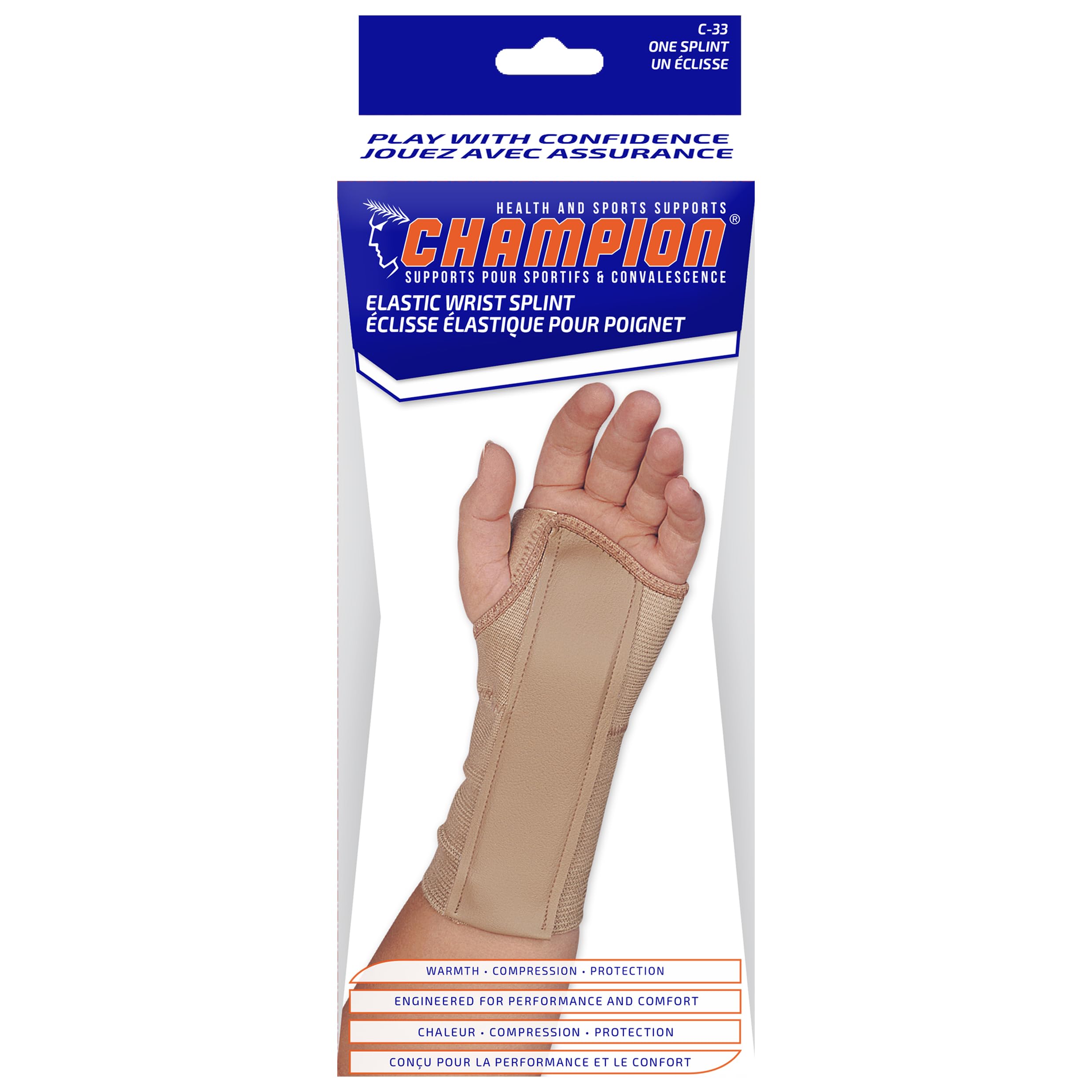 Champion Wrist Splint, Wrap Style, Elastic Knit, Left Hand, Small