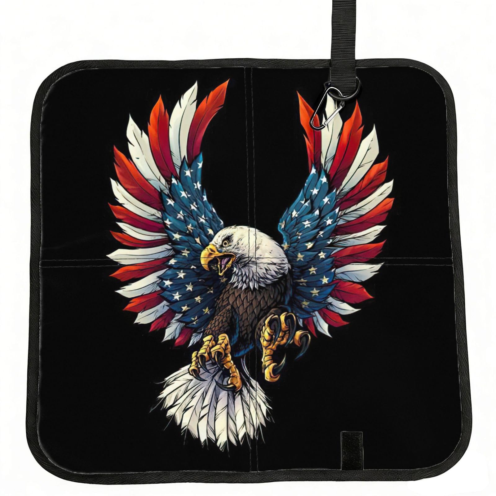 bghdfa American Eagle Flag Print Outdoor Sitting Mat Waterproof Oxford Cloth Seat Cushion Folding Foam Camping Seat For Picnic