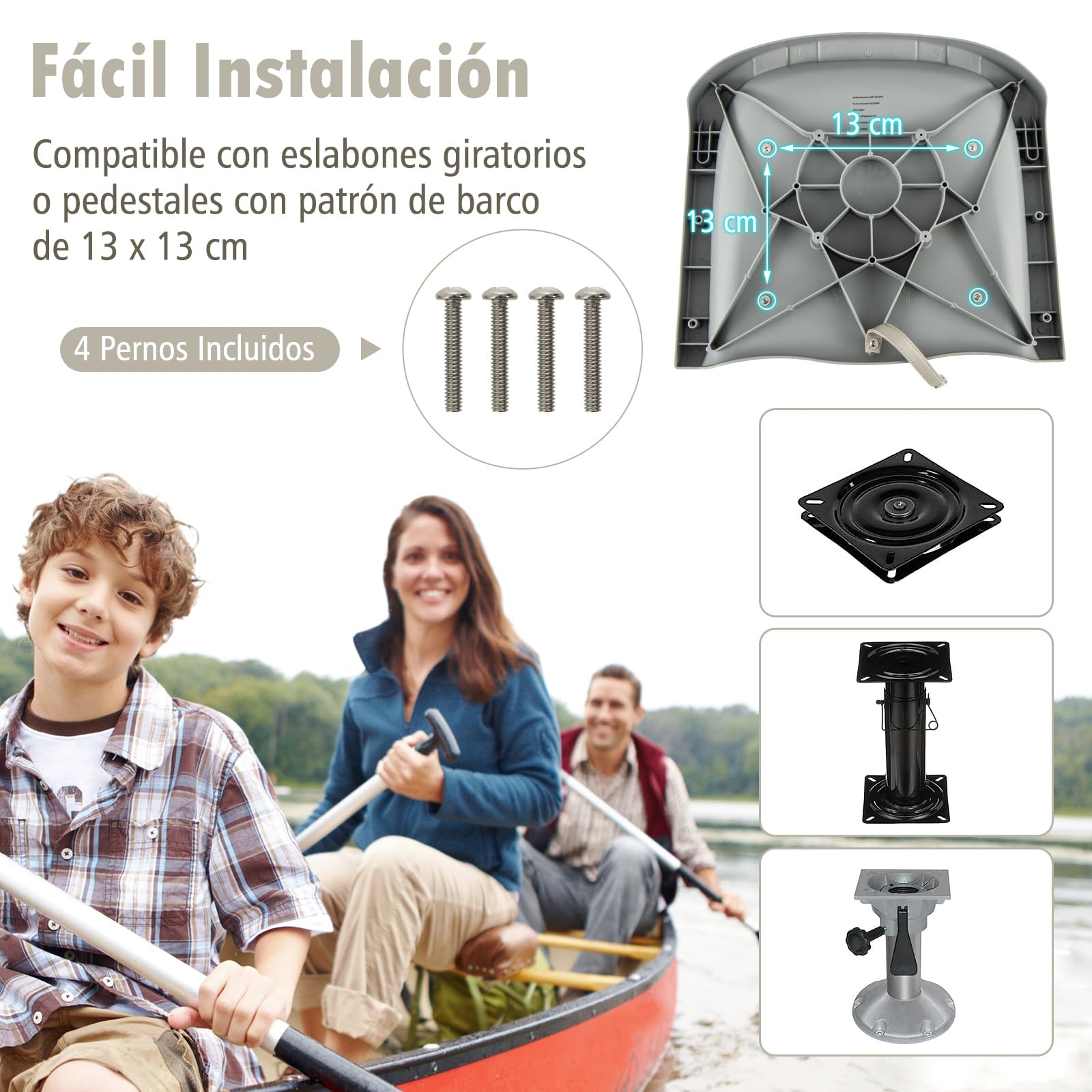 COSTWAY Asiento Barco Plegable, Sillas para Barco con Respaldo Bajo, Cojines Tapizados de Cuero de PVC, Asiento Yate Impermeable, Canoa