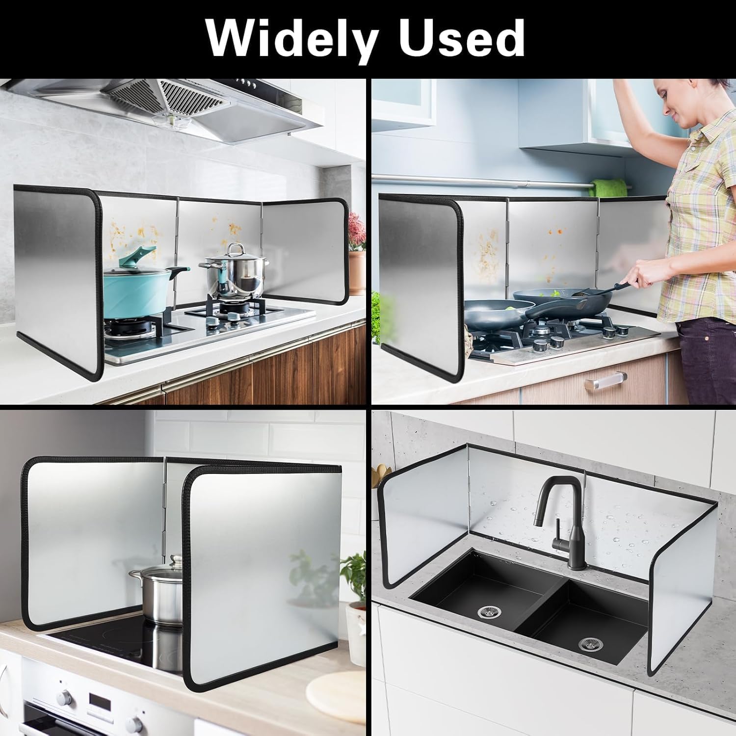 Bhajanshree Foldable Oil Splash Guard for Gas Stove | Stainless Steel Kitchen Shield for Frying & Cooking | Anti-Splash, Windproof, Heat Resistant Stove Protector (4 Sided Splatter) 4