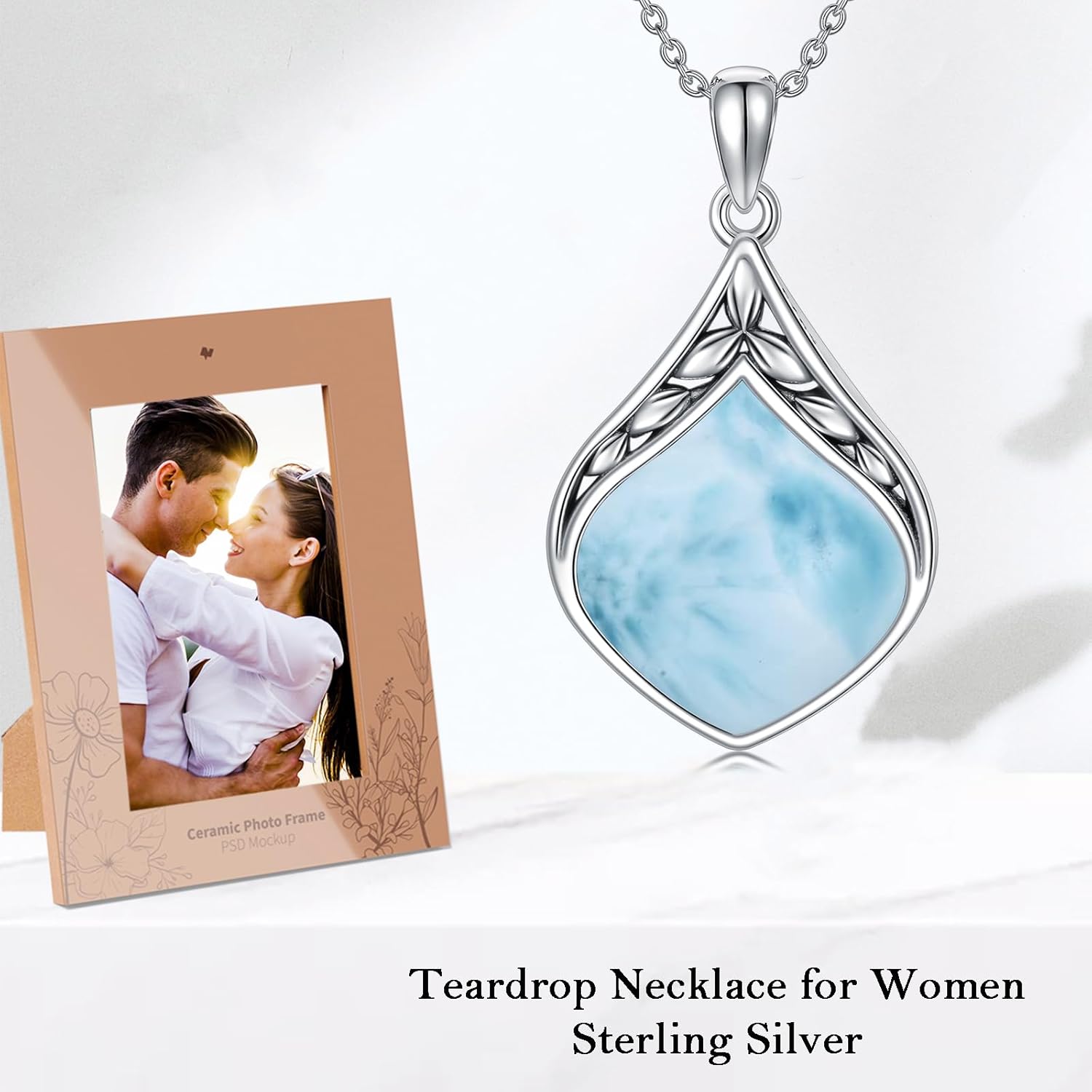 Teardrop Necklace 925 Sterling Silver Vintage Natural Gemstone Pendant Fine Jewelry Birthday Gifts for Women Mom Wife - Image 5